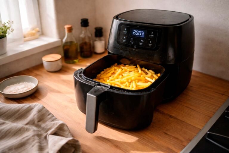 air fryer em uso na cozinha