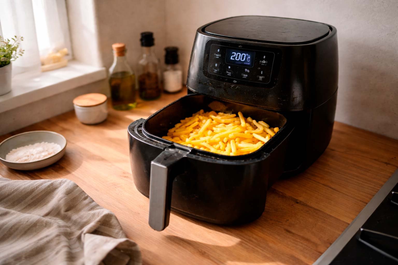 air fryer em uso na cozinha