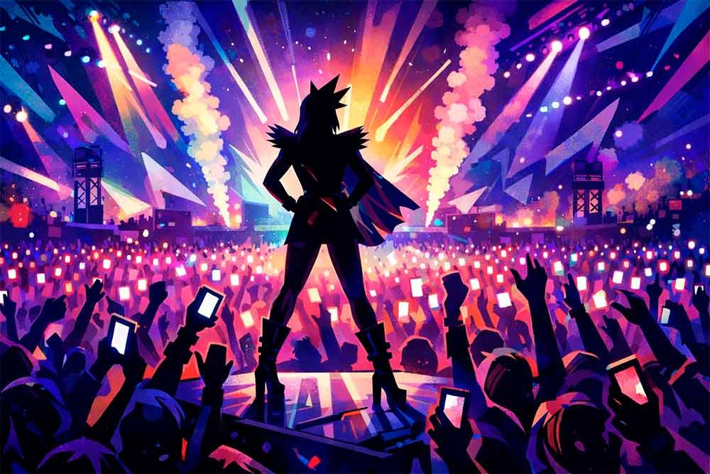 ilustração editorial de show pop inspirada em Lady Gaga